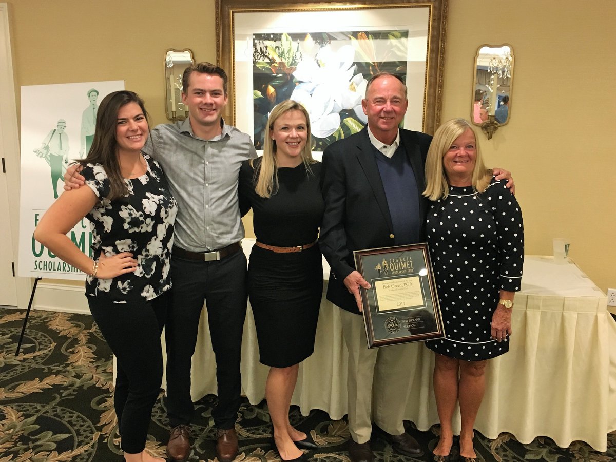 ouimetfund's tweet photo. Congrats to Bob Green for accepting the NEPGA PGA Professional of the Year Award. Bob has dedicated nearly 50 years of service to Tedesco CC. We were proud to award him with the inaugural Ouimet Fund Professional of the Year Award in 2017.

Thank you Bob for your dedication! https://t.co/8FjBA9UsrR