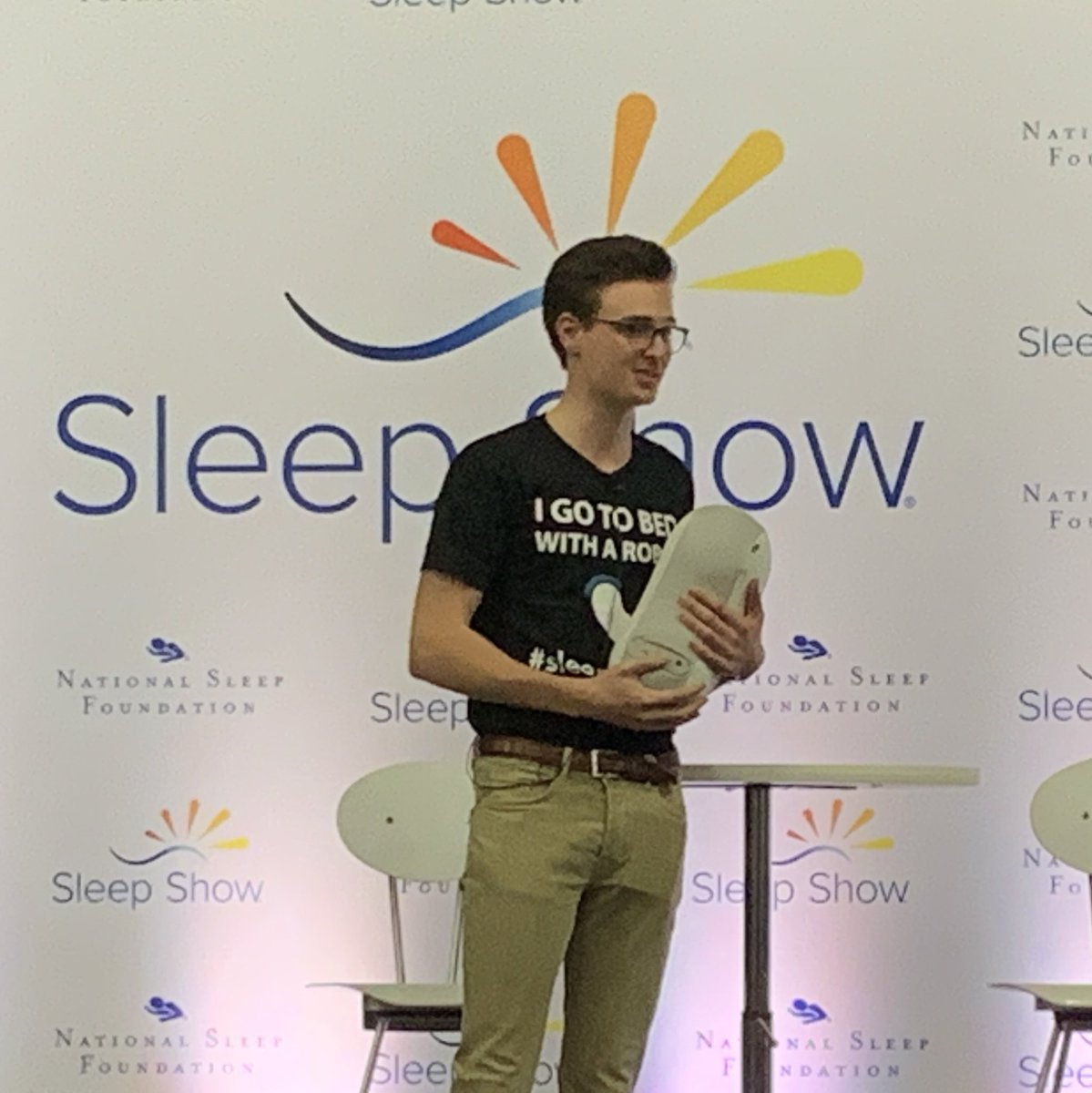 michaelgrandner's tweet photo. Demonstration of the @meetsomnox “sleep companion robot” at the @NSFSleepShow https://t.co/YYj5MSLW5Y