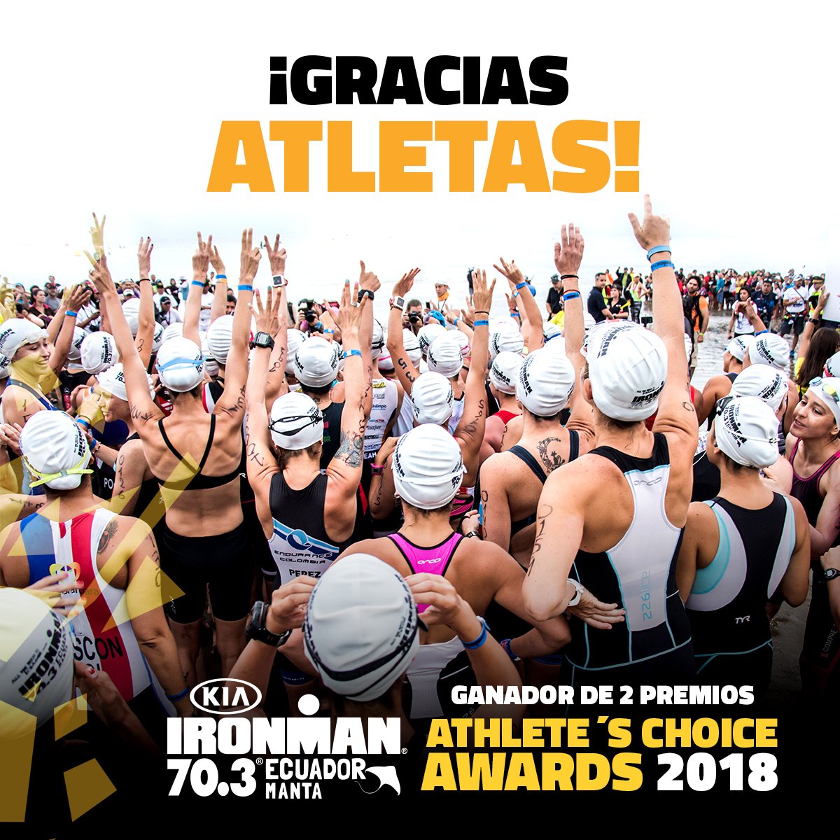 EcuadorIronman's tweet photo. El Kia IRONMAN 70.3 #Ecuador se llevó dos premios en los #AthleteChoiceAward2018.  El evento deportivo ganó en las categorías, Asistirá el Próximo Año y Lo Recomendaré a un Amigo.  https://t.co/cj49zqWgX0 https://t.co/j9OGGtSJ4K