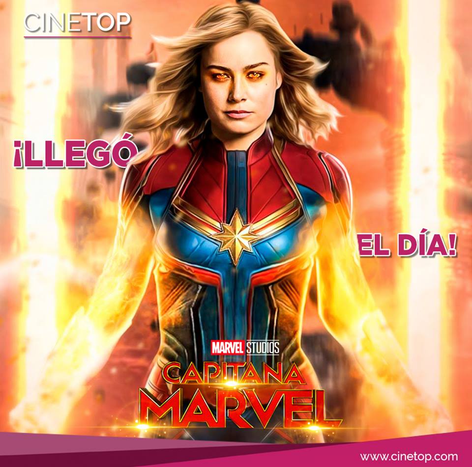 CINETOPmx's tweet photo. ¡El día llegó! 🎟 Compra tus boletos para #CapitanaMarvel y disfrútala en #Cinetopmx https://t.co/y4Kktcnu3J