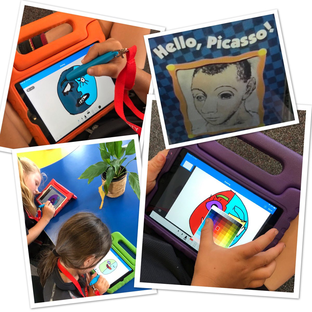 Picasso inspired digital art using #keynote. Continuing our portrait focus. What a difference a stylus makes.. #digitalart #year3art #cubism #warmcolours #coolcolours #stylus #takpschool