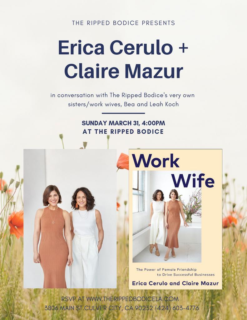 TheRippedBodice's tweet image. "Work Wife is a celebration of female friendship and collaboration, proving that it’s not just feasible but fruitful to mix BFFs with business."

Join authors @ericacerulo and @clairemazur  SUN. MAR 31

Preorder book:
therippedbodicela.com/product/erica-…

RSVP: therippedbodicela.com/events-and-tic…