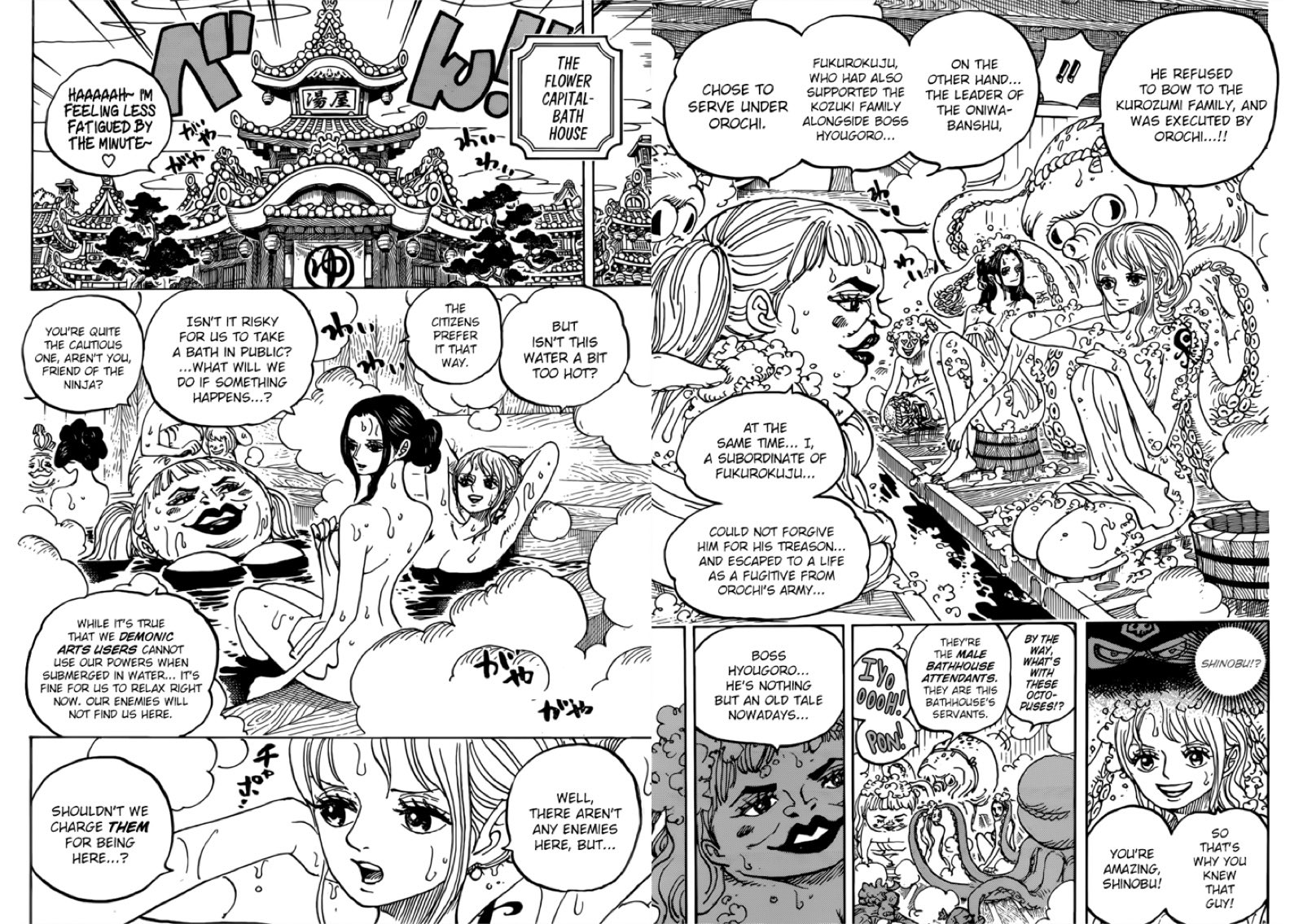 تويتر Brothere على تويتر ワンピース Onepiece Ch 935 Queen S Bounty 1 32 Billion Berries Nami Robin Fan Service Queen Is In Love With Komurasaki Luffy Is Training With His Seastone