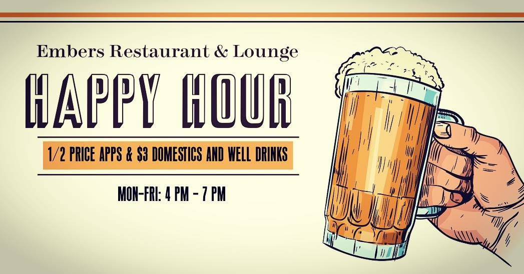 EmbersWv's tweet photo. Swing by for happy hour between 4-7!

🔹 Half price apps
🔸 $2 craft cans
🔹 $2 domestics
🔸 $3 well drinks

#emberswv #morgantown #wvu #happyhour https://t.co/IVpzAHSktW