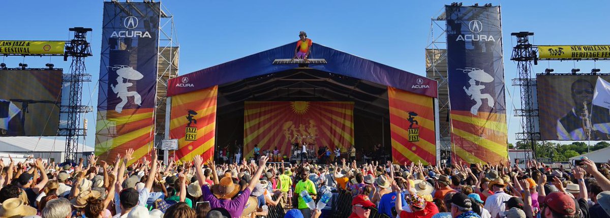 The New Orleans Jazz &amp; Heritage Festival is the mother of all music events in the Crescent City. Check out our Ultimate Jazz Fest Guide for everything you need to know: bit.ly/2HkXemo #OneTimeInNOLA