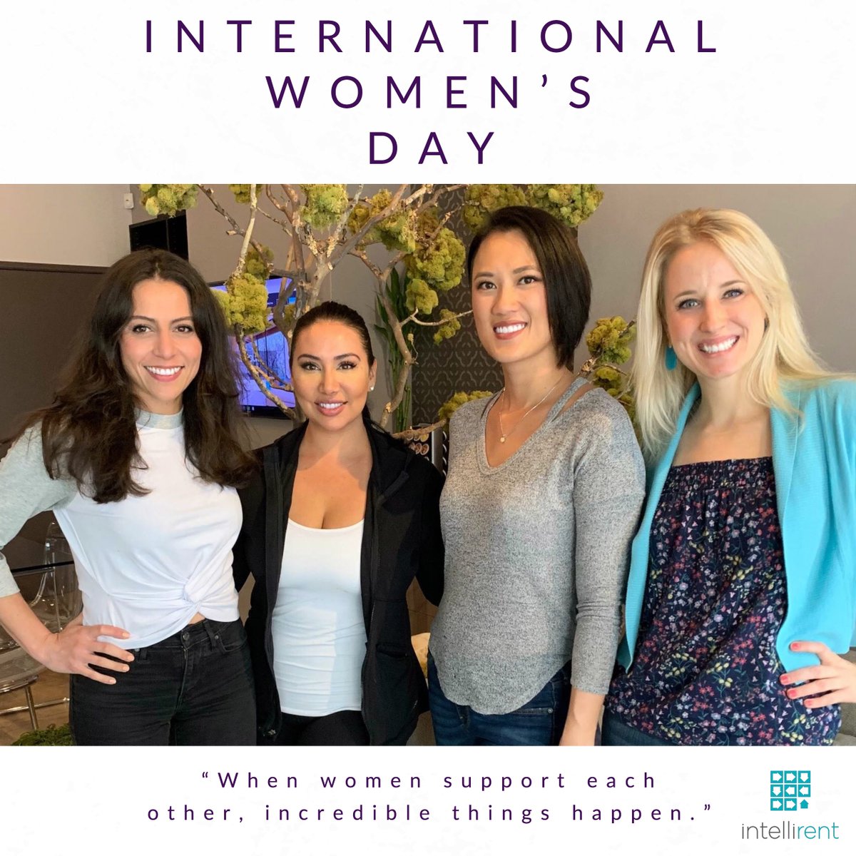 intellirent's tweet photo. On this #InternationalWomensDay, we're happy to be surrounded by the supportive, hard working women at #PlatinumRealty, @HomadsRentals, #Homease, + #TRĒHomes gearing up for our event in Austin tomorrow! This girl gang is UNSTOPPABLE, and just getting started. https://t.co/0e24E3SKFz