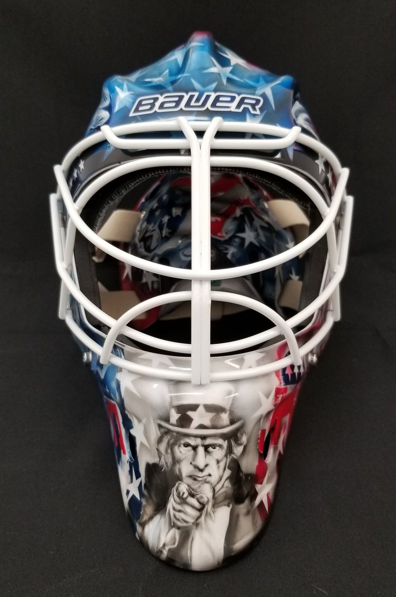 zonorange's tweet photo. #johndesanti #newjersey #designsylviepoitras #republican #Democrat #flag #usa #bauer #hockeymaskpainting #redwhiteandblue https://t.co/2GZaxDimfv