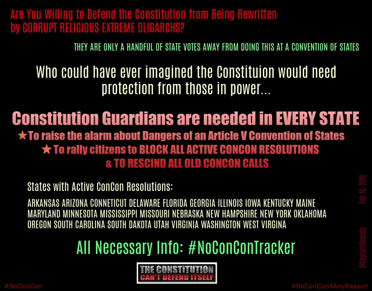 CaptainResists's tweet photo. @h0n3y_73 @JustaGuyGAL1 #ConstitutionGuardians
#GuardiansOfTheConstitution
#NoConCon
#NoConCon4AnyReason https://t.co/jX0O0saDcp