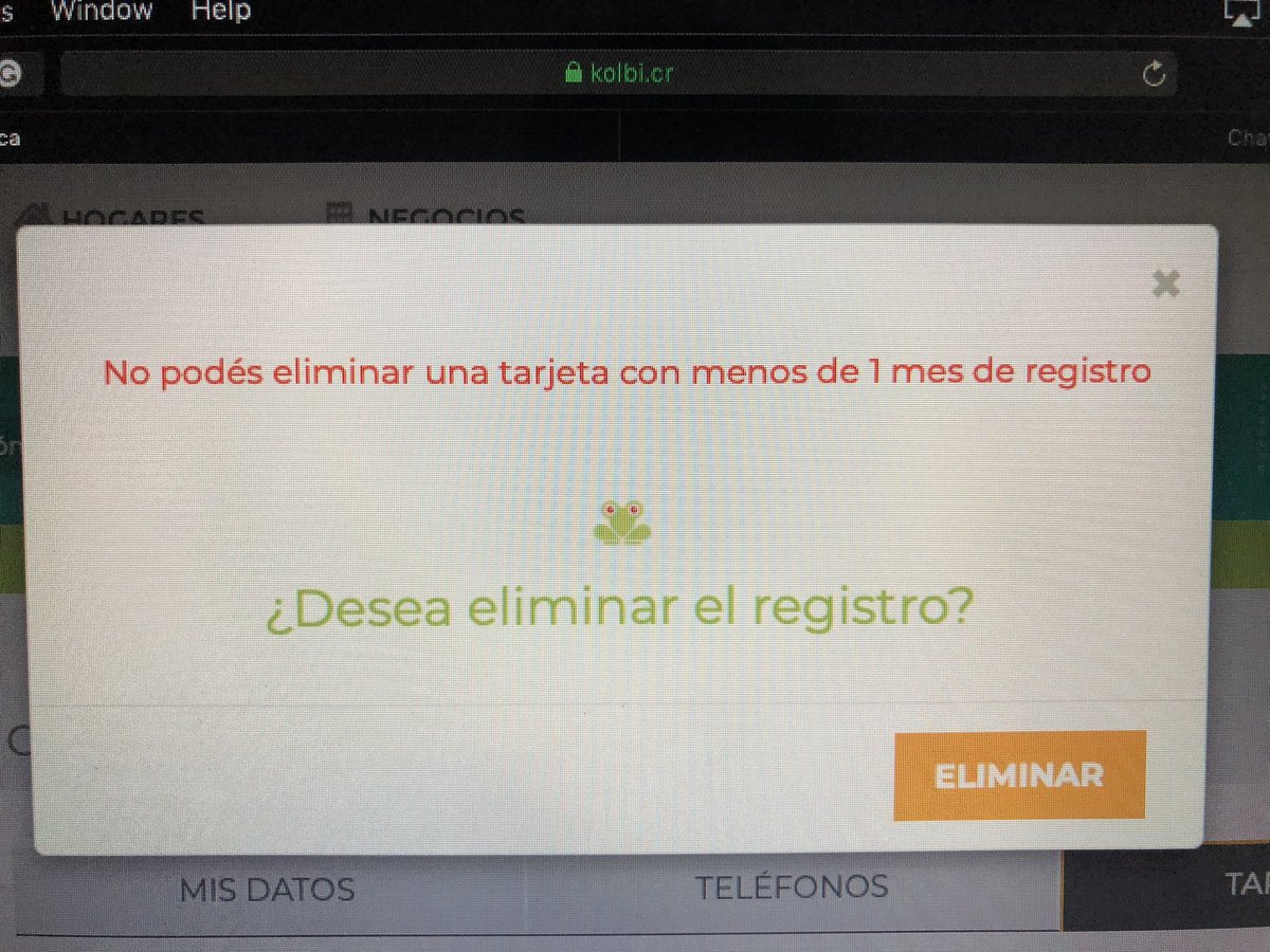 Tekioso's tweet photo. @kolbi_cr @kolbi_cr es legal en CR impedir que se remueva la tarjeta de crédito que se utilizó en el sitio para una transacción? La info de tarjeta es del cliente https://t.co/1FESogBr0O
