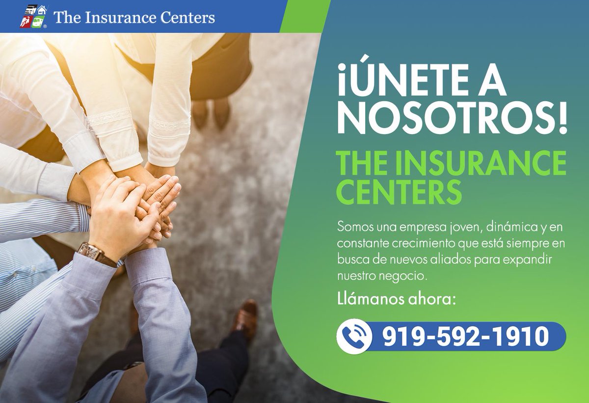 TheInsuranceCe1's tweet photo. Únete a nosotros: The Insurance Centers.

☎️Llámanos ahora: 919-592-1910

#TheInsuranceCenters #FamiliaTheInsuranceCenters #UneteaANosotros #TrabajaConNosotros https://t.co/4AHRPM7aVI