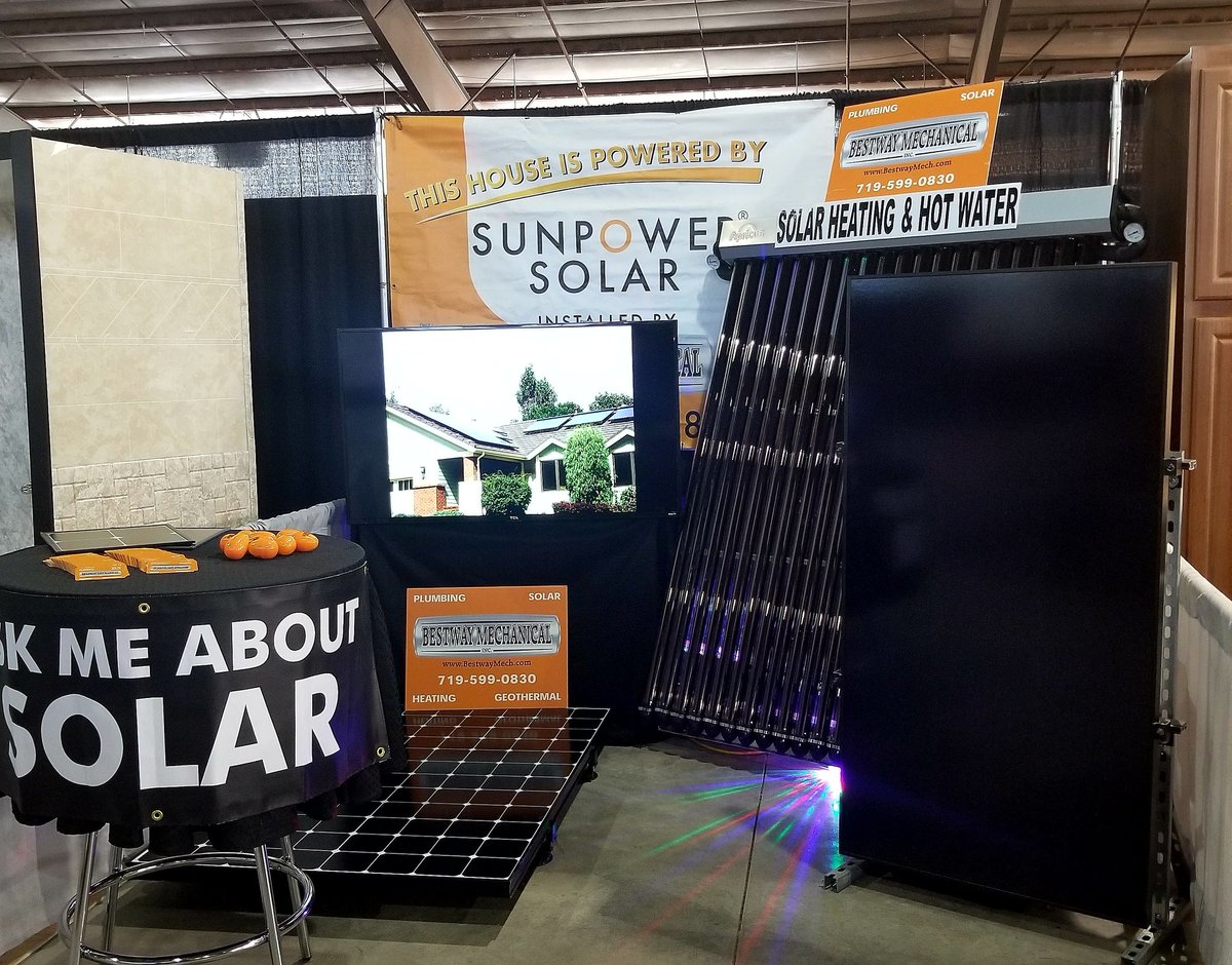 BestwayCos's tweet photo. Come visit us at the  #ColoradoSpringsHomeShow this weekend! We can't wait to see you!
@visitcos @norrispenroseeventcenter #AskMeAboutSolar #SunPower @sunpower #BestwayMechanicalCOS https://t.co/1nmIhNGNr1