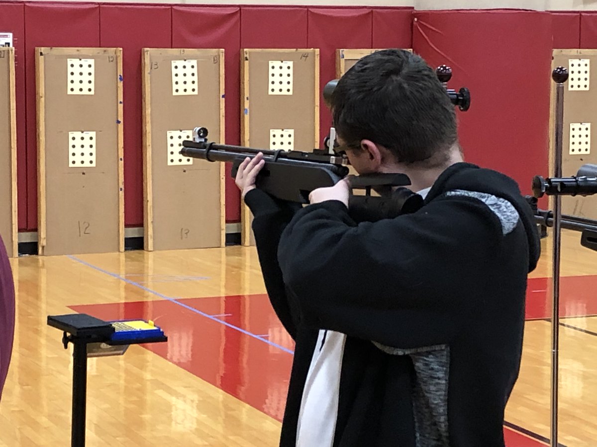 woodylead's tweet photo. Butler Air Rifle competing in the 7th Brigade 3-position Air Rifle Championship at John Hardin HS. @BTHS_Athletics https://t.co/W6nRq67pHP