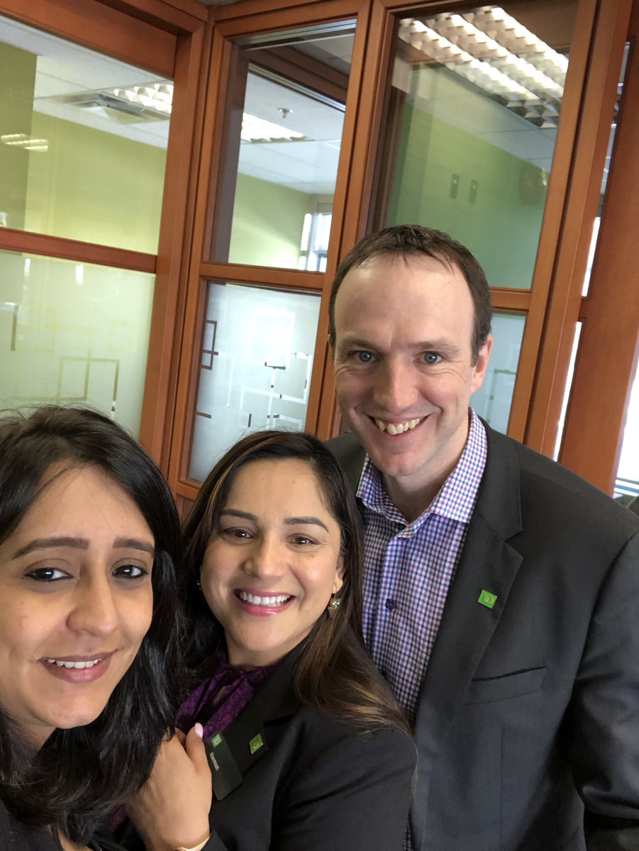 Wonderful seeing you <a href="/AndyCribb_TD/">Andy Cribb</a> at our branch on 152nd and King George 💚💜 @GurjivChahil_TD <a href="/harmancheema_TD/">Harman cheema</a>
