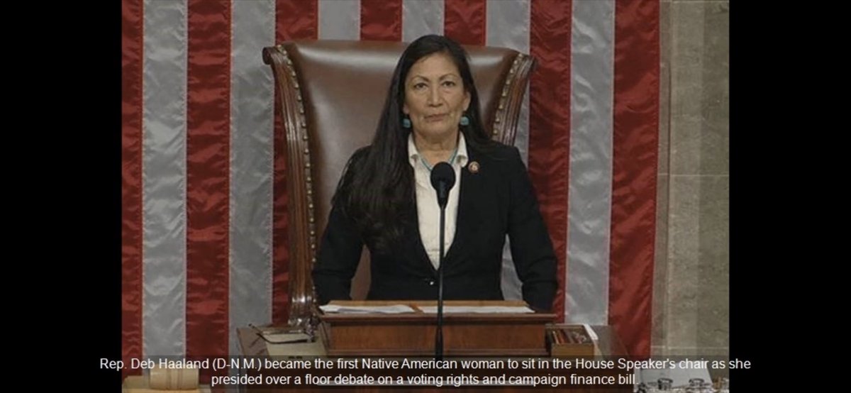 navajopost's tweet photo. New World Order: #InternationalWomansDay @RepDebHaaland the #Firstnativeamericanwoman presided over the House floor in Congress. https://t.co/j1TyEQTz4h https://t.co/VlzRhE8Q3V