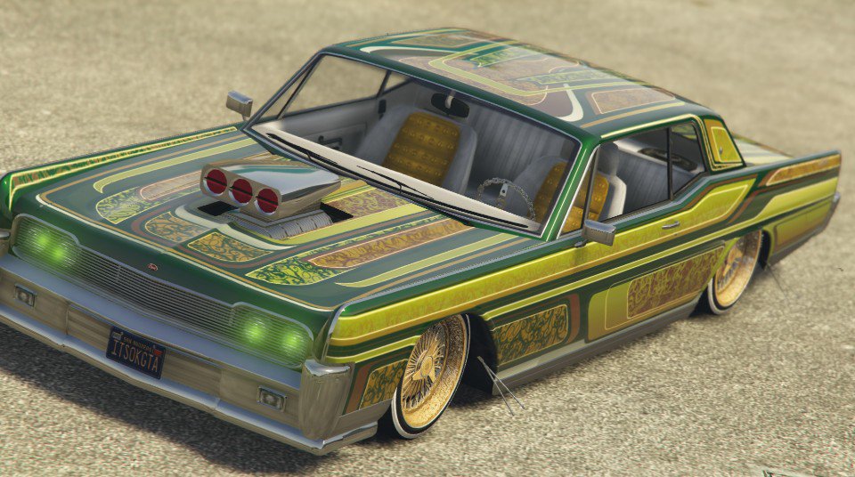 RockstarGames Manufacturer: #Vapid Vehicle: #ChinoCustom Livery: Gold  Furiously Floral Price: $225,000+ Benny's Upgrade: $180,000+ #Lowriders  #GTA #GTAOnline #Snapmatic #RockstarEditor #GTAPhotographers