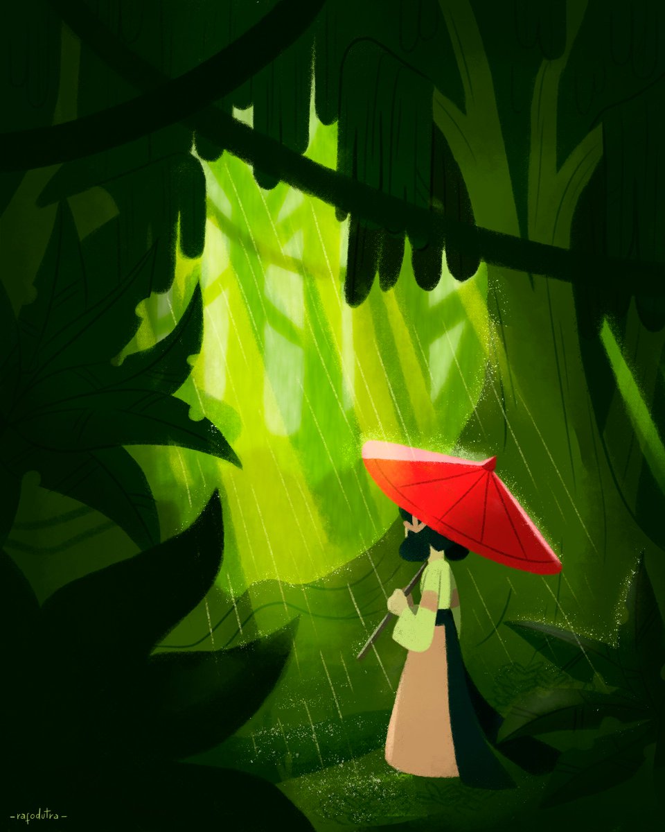rafodutra's tweet photo. Woods of mistery 🍃☂️ Getting out of my confort zone drawing rain and using green for once! Really proud of my progress lately!
.
.
.
#illustration #ilustrações #ilustração #woods #rain #drawing #desenho #digitalart #art #arte #artedigital https://t.co/DEnvgCpnU6
