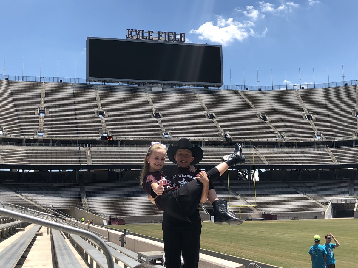 Keaton &amp; Kelsie at Kyle Field!!! #lilwranglers #wrangleradventures