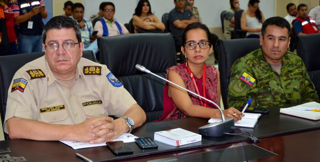 ECU911PVO's tweet photo. [REUNIÓN]

Al momento @KaVaF Coordinadora Zonal 4 del #ECU911 en #Portoviejo participa del COE provincial para evaluación de "Temporal Invernal en diferentes cantones" https://t.co/TZKcLVCzcZ