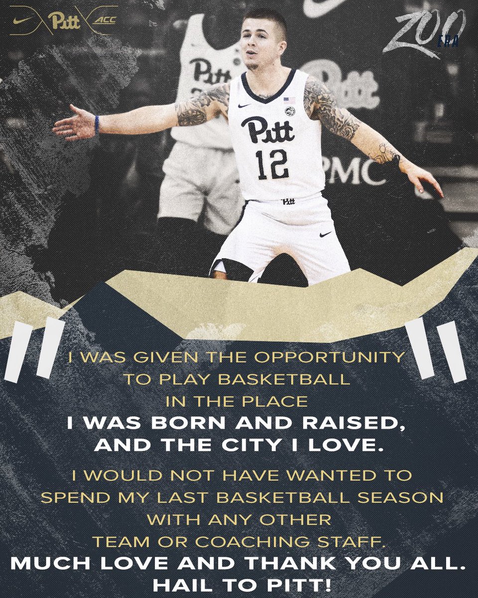 Pitt_MBB's tweet photo. One last time at home for this school and city.

Pitt x Notre Dame. Tomorrow. 12PM. 

#ZooEra | #H2P https://t.co/tiwK282aOf