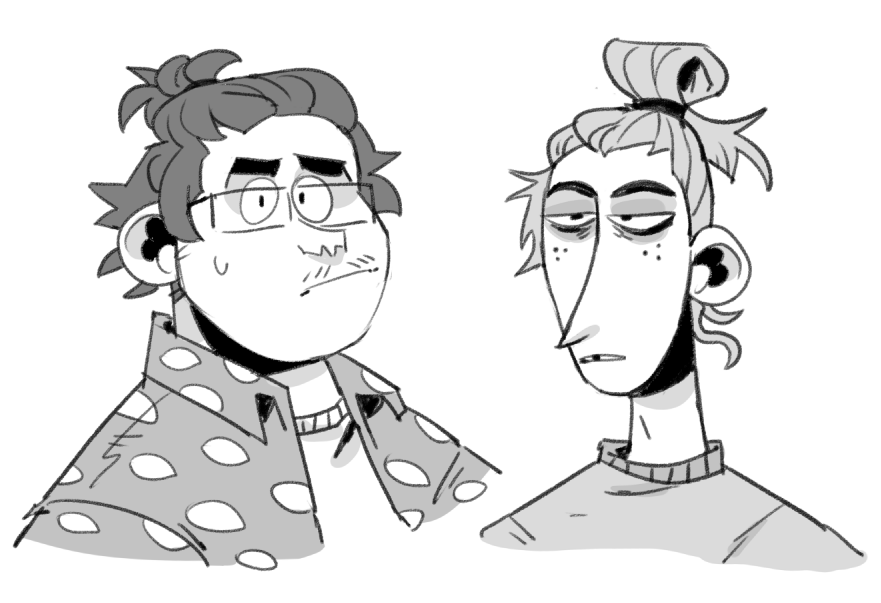 the prompt was to draw them w their hair up but it's not working  help 