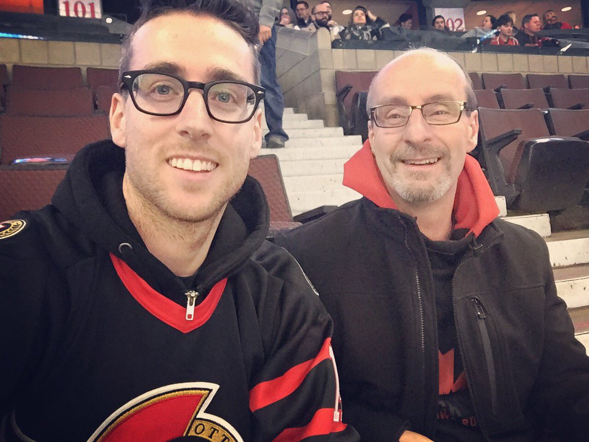 DarcyCudmore's tweet photo. A great game last night at the CTC. We were able to enjoy from the 100 level.

Always great having family visit - was so fun having my dad in town for a few days. #Sens game and Space &amp; Aviation Museum were just a few highlights. 👍🏻

@CudmoreCarl @Senators https://t.co/TIiK6rXMAg