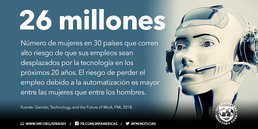 el_acrata's tweet image. RT el_acrata: RT FMInoticias: El riesgo de perder el empleo debido a la automatización es mayor entre las #mujeres que entre los hombres. Ahora más que nunca, las mujeres tendrán que romper el techo de cristal. #IMFdata #igualdaddegenero