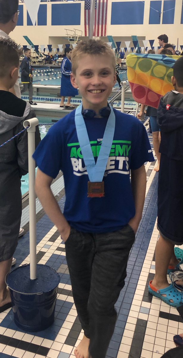 AcademyBullets's tweet photo. Smiles all around for Patrick taking 9th in the 100 back #lightitup #agegroupstate https://t.co/pKBAzx9uSu