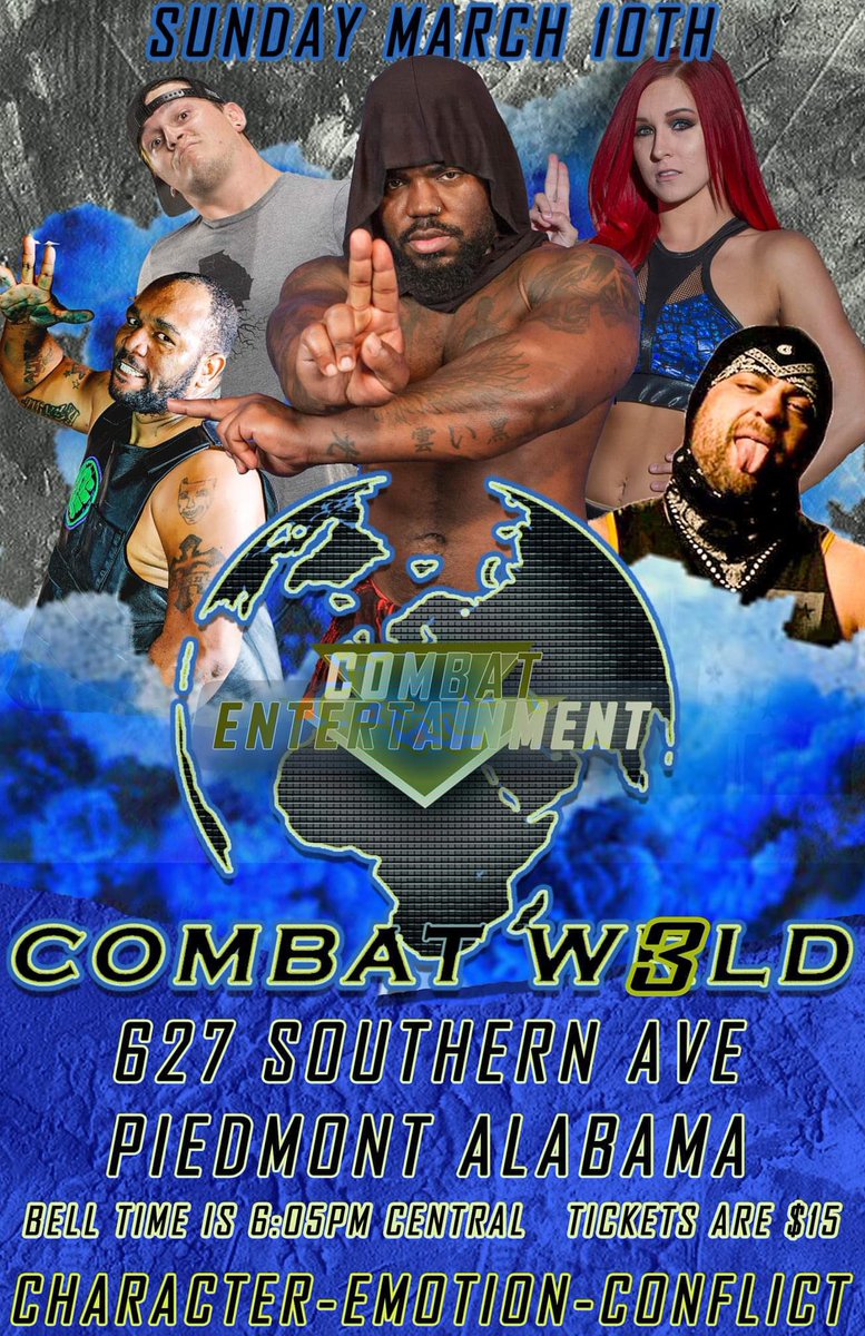 ATLWrestling's tweet photo. Today is #InternationalWomensDay
But on Sunday the ladies of ROAR show #Alabama that #RollTide isn't the only battle cry to be feared! Experience #CombatWrld as we bring to you our unique Entertainment...
Conflict
Emotion
Character
Tix: https://t.co/T2nMU1VWBg
#CombatEnt https://t.co/BpSh10K9ey