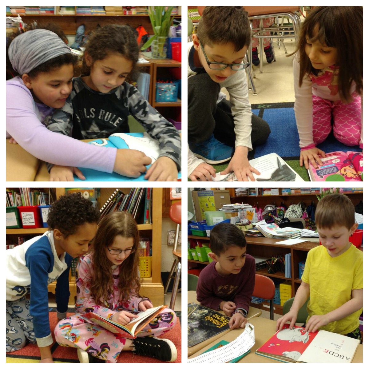 kaitlinsoccio's tweet photo. Wrapping up #drseussweek with “share you favorite book with a friend” day. These second graders are enjoying reading to classmates. @NScituateSchool @NScituatePTO https://t.co/7Ebw6z5XOA