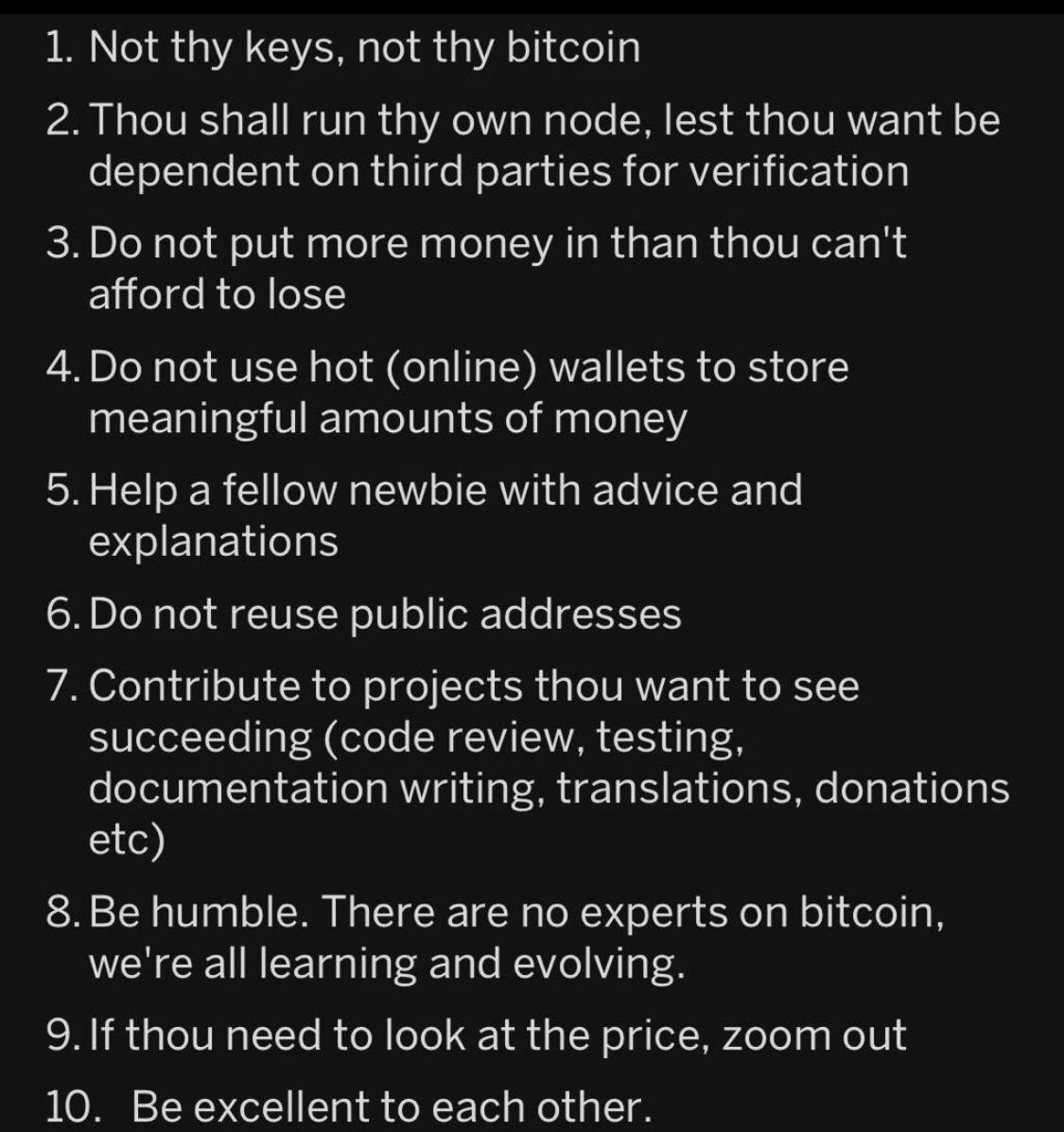 #Bitcoin's 10 Commandments📃

#crypto #cryptocurrency #BTC