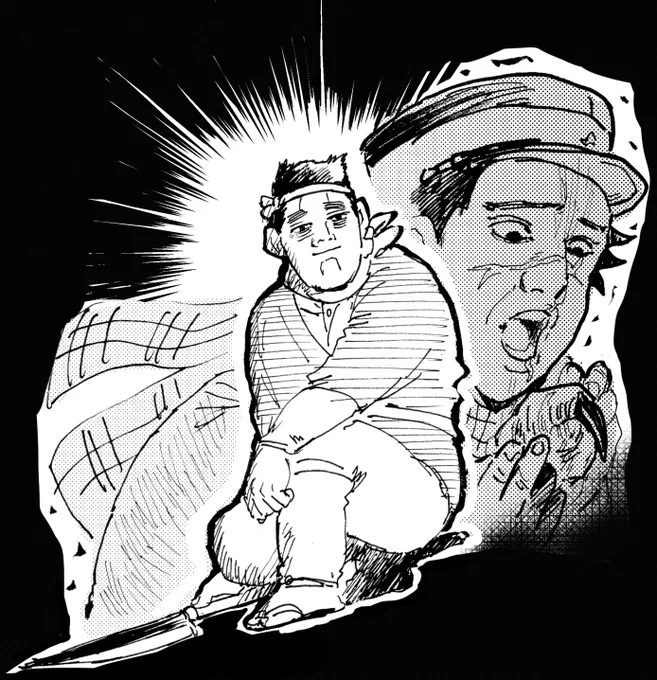 トレーディングオジサンで出たカードのキャラを描くという約束を友達としたので描きました※杉元はおまけです 