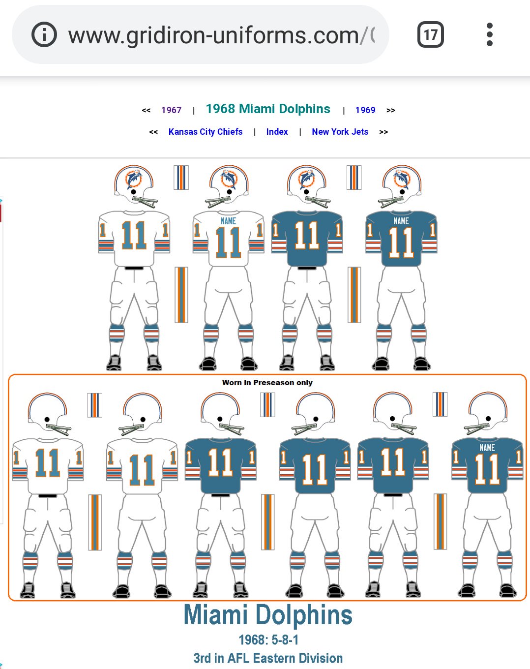 FB_Helmet_Guy on Twitter: "@Dolphan_Bill From the Gridiron Uniform Database,  a great source for uniform info. https://t.co/FXhrnGGa6k" / Twitter