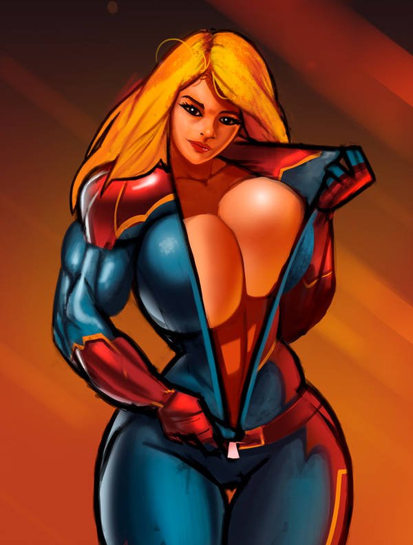 #CaptainMarvel flaunts her big #ass and breasts. #superhero #ecchi #nsfw.
