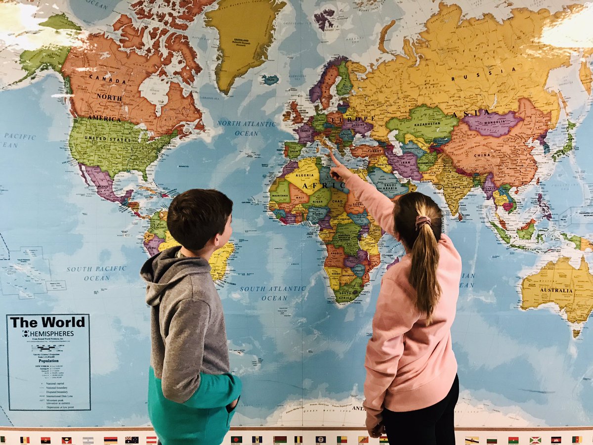 Thanks to Mr. Staniszewski at JBMS for sending us these pictures of his new world map. TEF was happy to support this purchase. It looks like our students are already learning from it. #soawesome #rocketsrock <a href="/TsdRockets/">Rockie Buchanan</a> @JBHSRod @CarbaughJames <a href="/zk0952/">Zachary Kump</a>