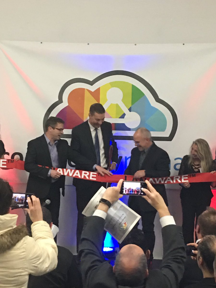 todd_madgett's tweet photo. Congratulations to @RodScotland and Completely Managed for your innovation grant and ribbon cutting with the mayor of Newmarket. Amazing innovation on Lanaware and congratulations for completing Cisco’s IOT specialization https://t.co/277e6VZPe9