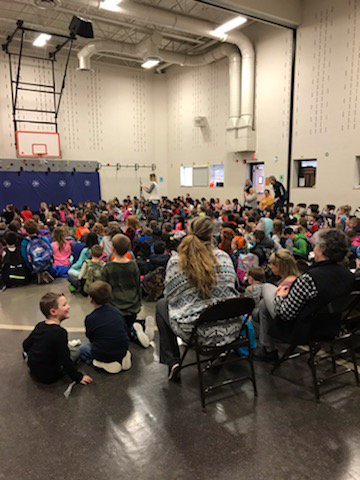 Clearview_PTO's tweet photo. A few shots from our Caring Hearts assembly today! Thank you Dr. Krout @Washington_Elm  for being our surprise guest! https://t.co/tIOsiNGDTA