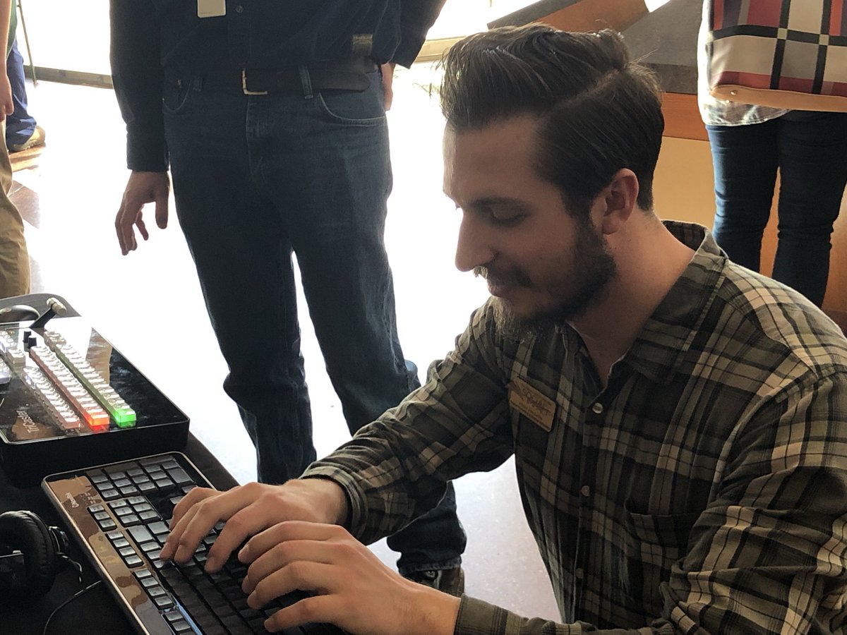 mast3rma5on7's tweet photo. #BBBSouthernColo very own social media engineer and #CSBizJournal #RisingStars2019 winner Micki. Setting up the livestream config. Micki is the man! https://t.co/M30B3hfRNS