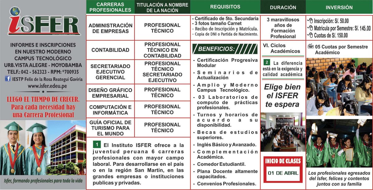 isferoficial's tweet photo. Requisitos para el examen de admisión 2019 - I.

Formando profesionales para toda la vida. https://t.co/kY787c7L6x