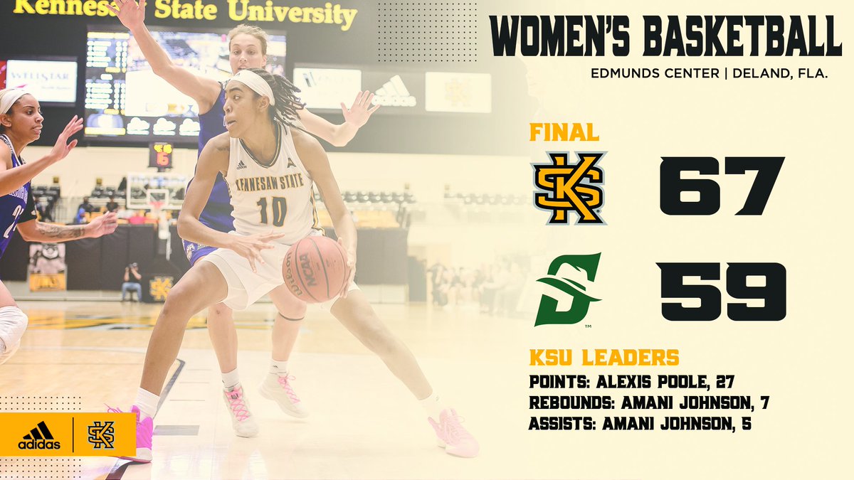 KSUOwlsWBB's tweet photo. SURVIVE AND ADVANCE! 😄😄😄😄

The Owls complete the upset bid at Stetson and are headed to the semifinals!

Amani Johnson sets her career-high with 21 points while Poole matches her career-high with 27 points.

#GoldStandard https://t.co/kmrHulrvMo