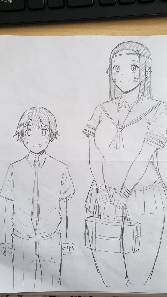 次のキャラも出来た
女の子は巨大で180代で男の子の方は小さい
体格差セックスを描いてみる予定 