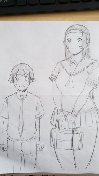 次のキャラも出来た
女の子は巨大で180代で男の子の方は小さい
体格差セックスを描いてみる予定 