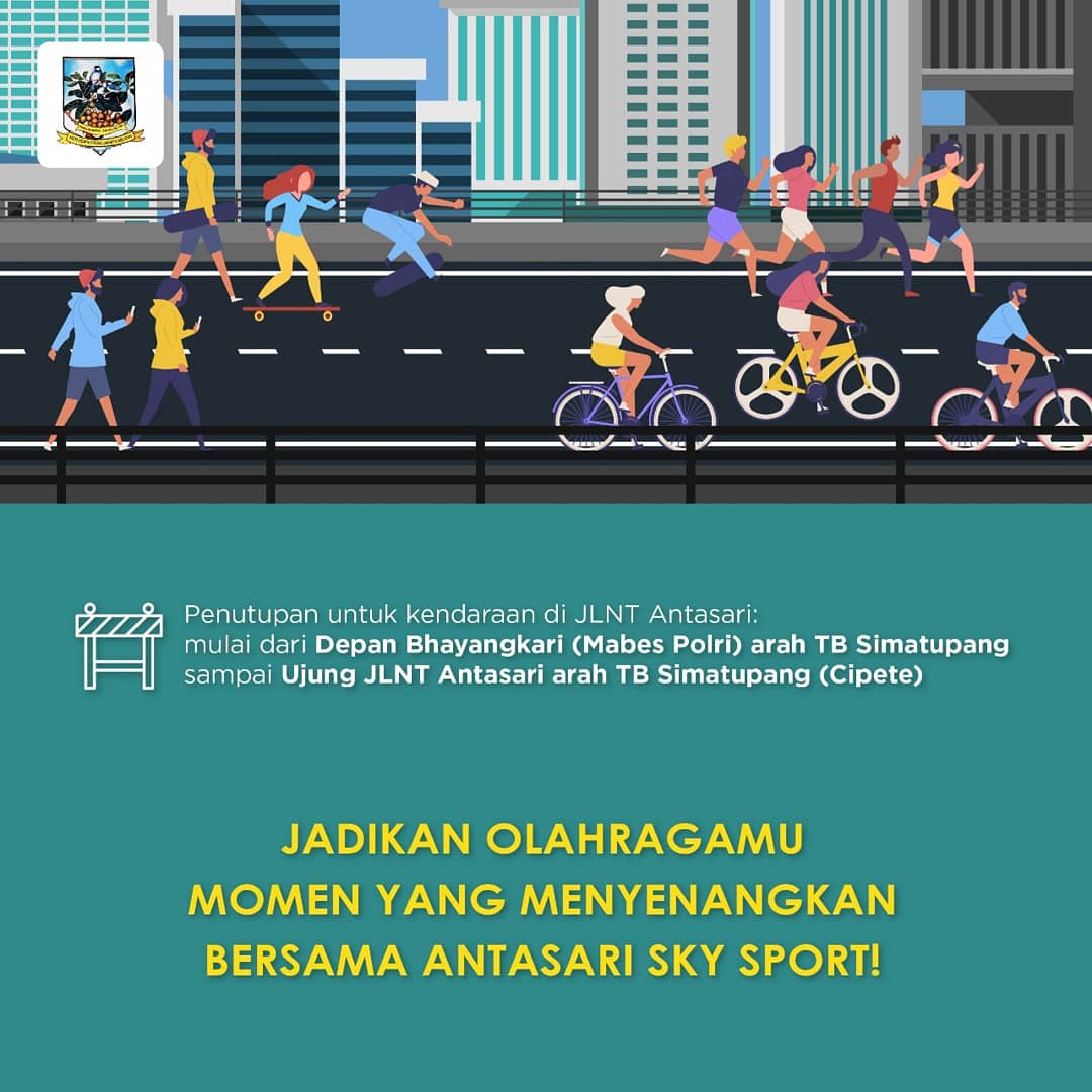 KotaJaksel's tweet photo. Jangan lupa ya, utk bersantai sambil berolahraga di Antasari Sky Sport. Ajak keluarga dan teman-teman kalian. Minggu, 10 Maret 2019.

Berbagai komunitas jg ikut meramaikan Antasari Sky Sport. Nyok, jadikan olahraga mu momen yang menyenangkan bersama Antasari Sky Sport.

#jaksel https://t.co/b9ZuQFmRMe