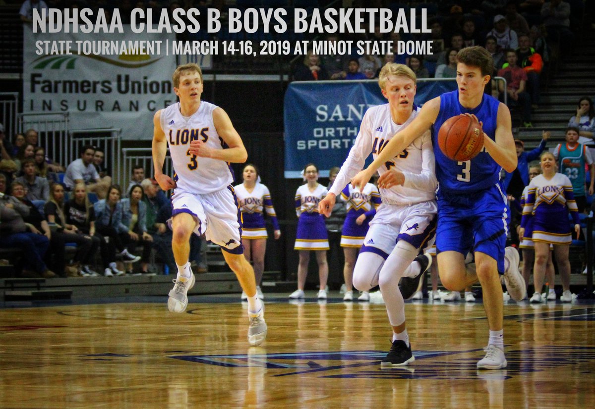 NDHSAA's tweet photo. 2019 NDHSAA Class B Boys Basketball State Tournament Field

R1: Richland
R2: Thompson
R3: Ellendale
R4: New Rockford-Sheyenne
R5: Shiloh Christian
R6: Bishop Ryan
R7: Beulah
R8: Powers Lake

#NDHSAA #NDpreps https://t.co/RBFx6QHEol