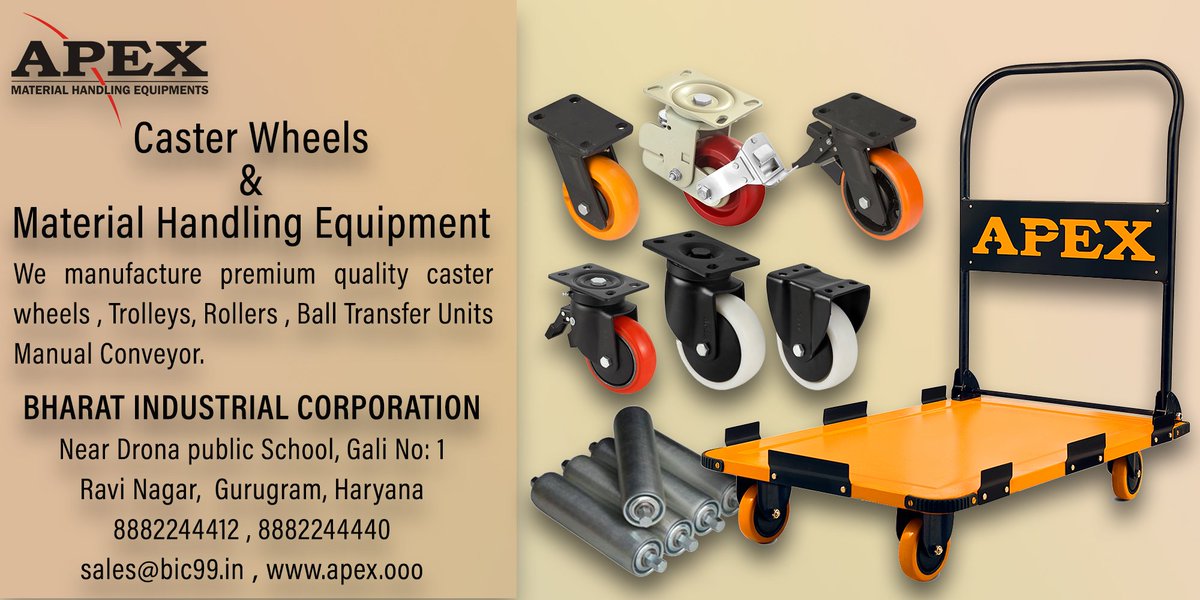 BicIndia's tweet photo. Good quality heavy duty caster  &amp; heavy duty material handling equipment for various industries are available at a reasonable price range. For more info contact us at 8882244412 or e-mail us at sales@bic99.in #wheels #manufacturing #conveyors #heavyduty #rollers  #CasterWheels https://t.co/UuhFA3ncmh