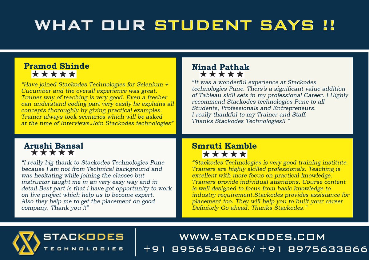 stackodes's tweet image. What Our #Students Says !! 
About #Stackodes #stackodestechnologies #training #courses #placement.