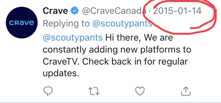 keithpconnolly's tweet photo. @shhewitt @CraveCanada Roku app imminent. Stay tuned for updates. 😞 https://t.co/xVFLrrZB8X