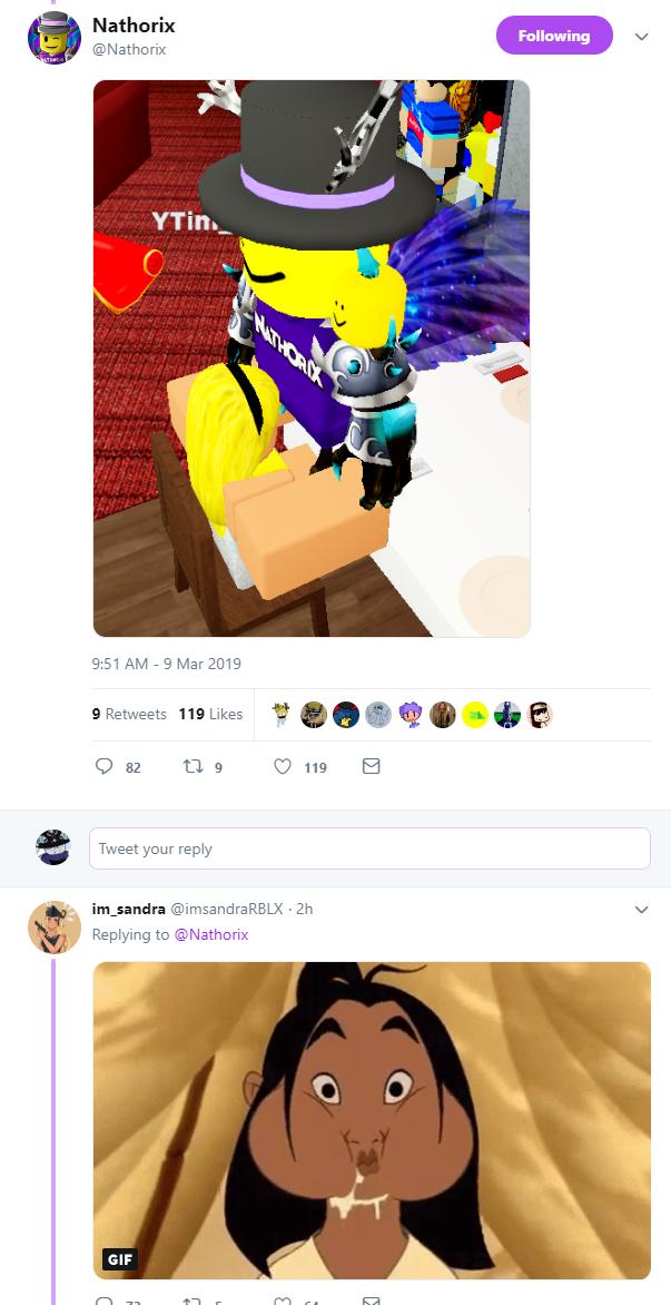 Jaaziar On Twitter I Understand That Its A Subjective Topic Whether This Has Gone Overboard But Both Nathorix And Sandra Has Posted Inappropriate Content About It Https T Co Iz0bkw8ysv - sandra yes roblox