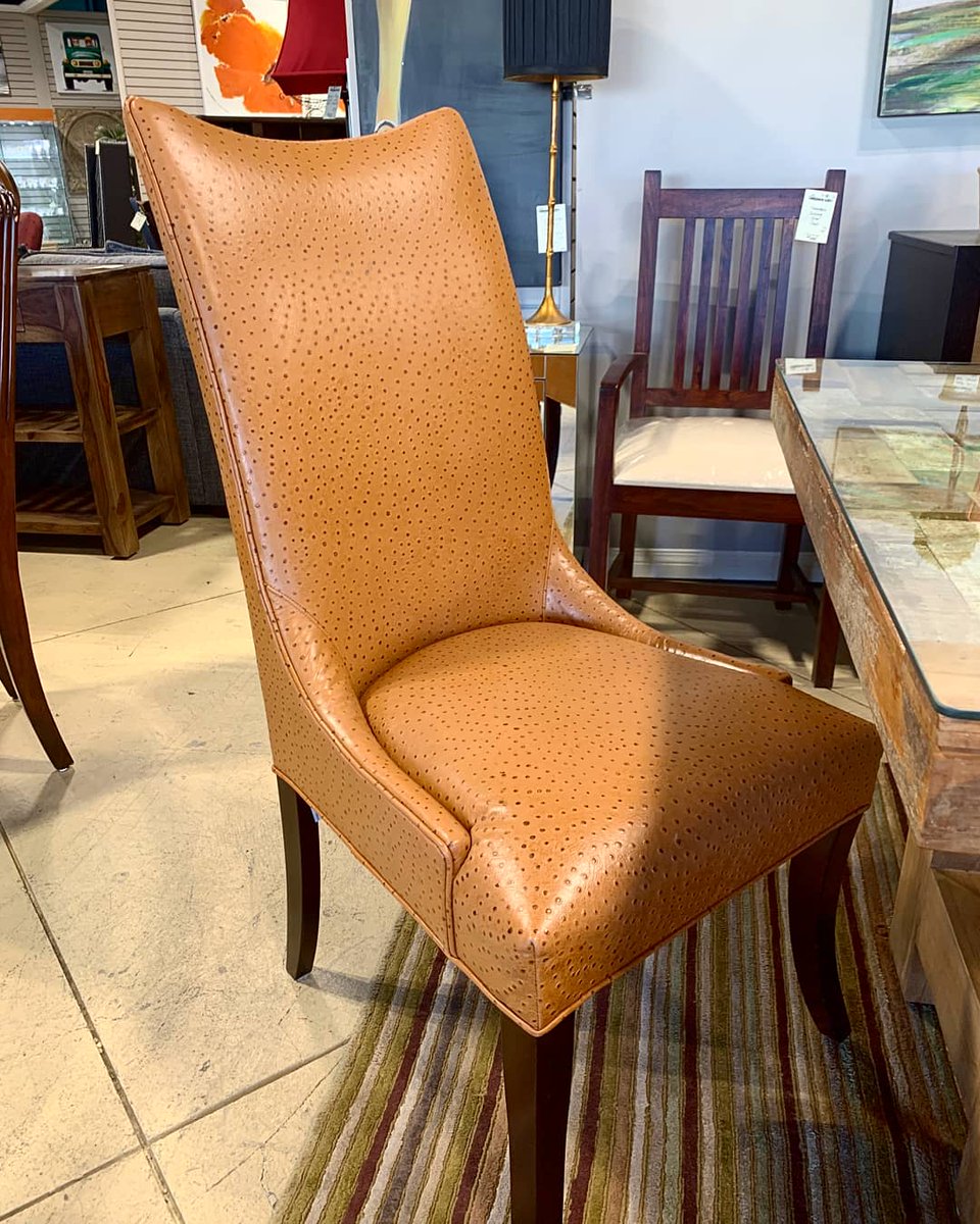 Incorporate a twist of orange leather chairs with this rustic table!

14588-1  Rustic 6' Table Made From Reclaimed Boat Wood w Glass Protector (Original $1500 On Sale). Our price $695

13965-17 Burnt Orange Ostrich Leather DR Chair (Bondars Orig. $1800). Our price $495