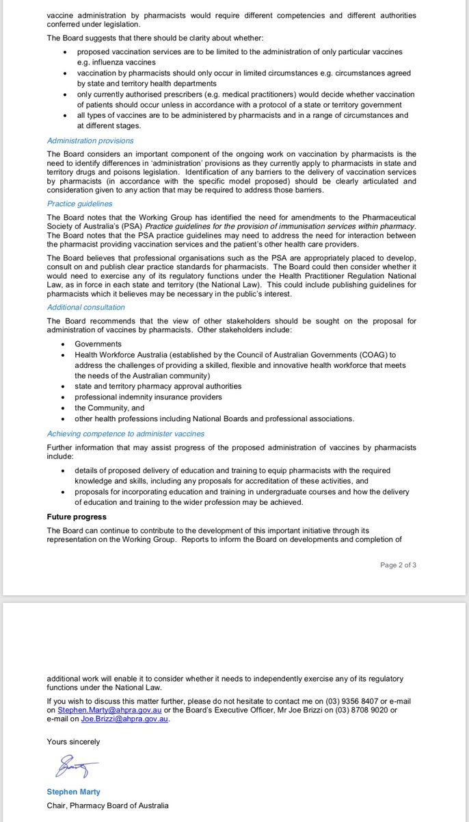ShaneJacks's tweet photo. I still remember receiving this letter from #SteveMarty "administration of vaccines is included in the current scope of practice of pharmacists" - #pharmacists know how important this was for #patients and for the pharmacy profession - he will be missed @APharm68 https://t.co/8PuS0RE9tY