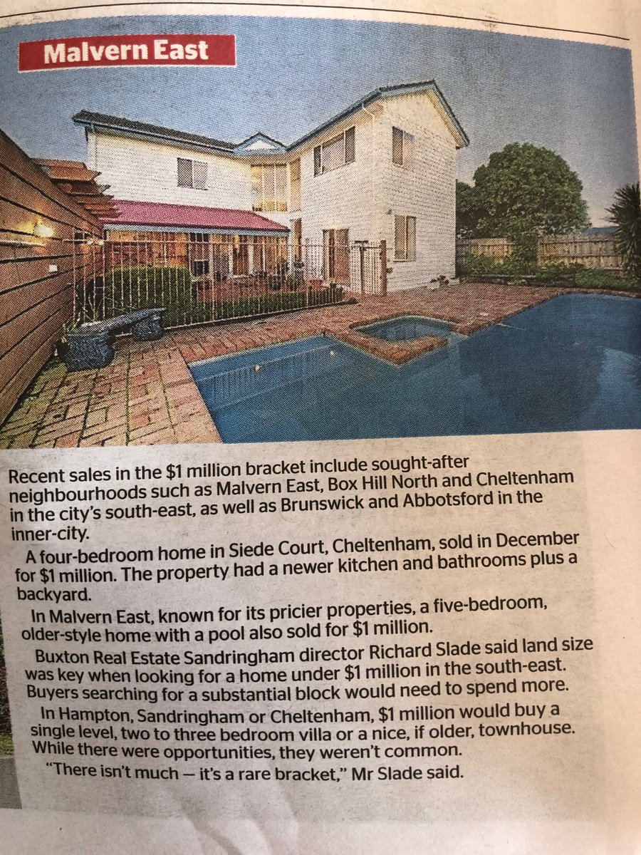Much as I loved my 30yrs at ⁦⁦@theage⁩ I’m calling bullshit here. See this East Malvern home which recently sold for $1 million? It didn’t. How do I know? Because it’s OUR house which we bought more than 8yrs ago, still live in and have NEVER had on the market since!!